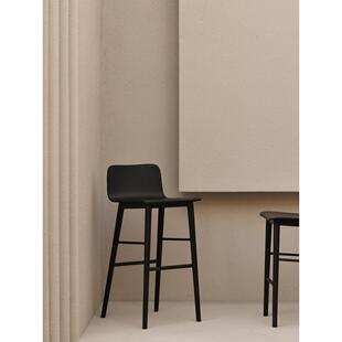 Jolor进口现代简约斯堪的纳维亚丹麦塔米橡木实木高酒吧椅靠背吧