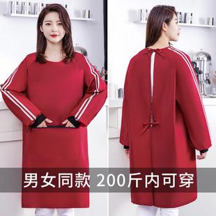 加大加肥防水防油罩衣厨房家用长袖 工作服男 围裙饭店餐饮专用带袖