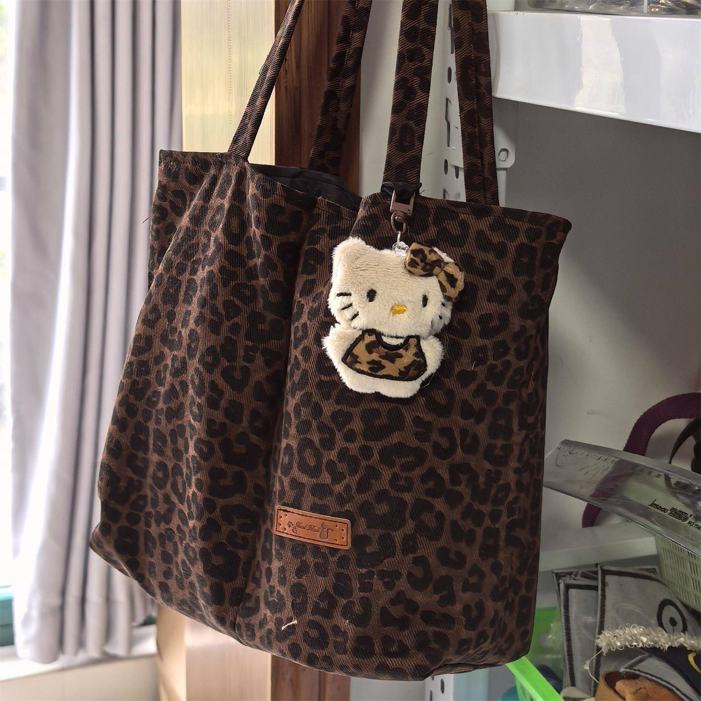 豹纹杯套吨吨杯大号手提袋上班族通勤包包手拎包可斜挎双杯位大号