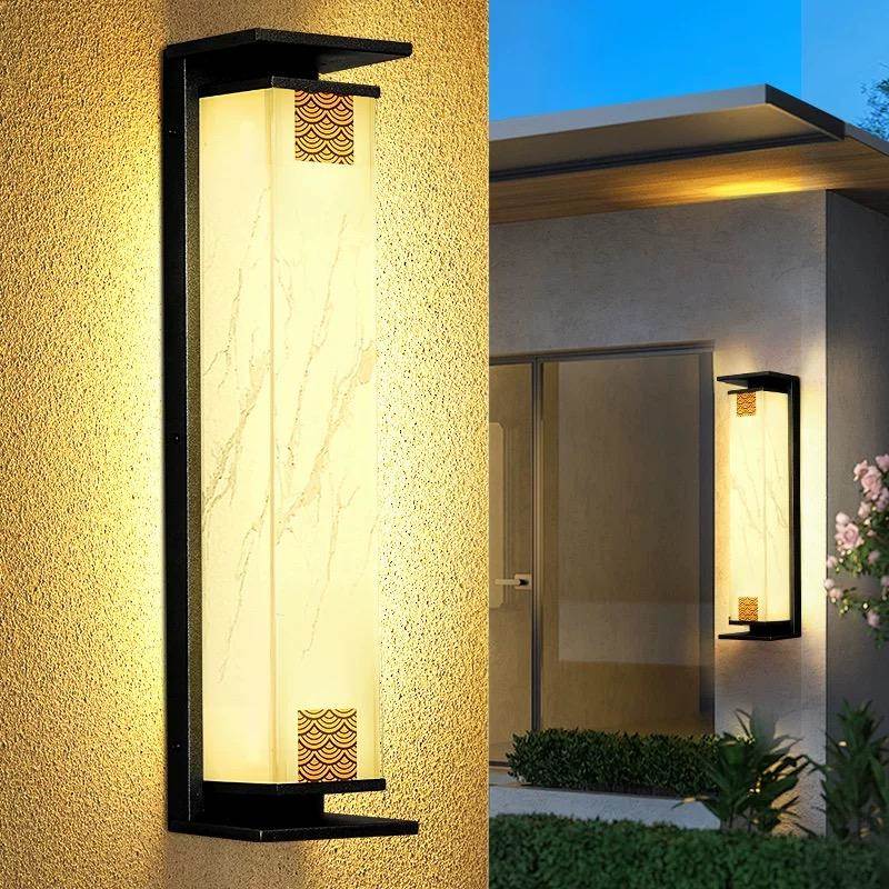 新中式太阳能户外防水壁灯别墅大门两侧柱子庭院露台围墙室外壁灯