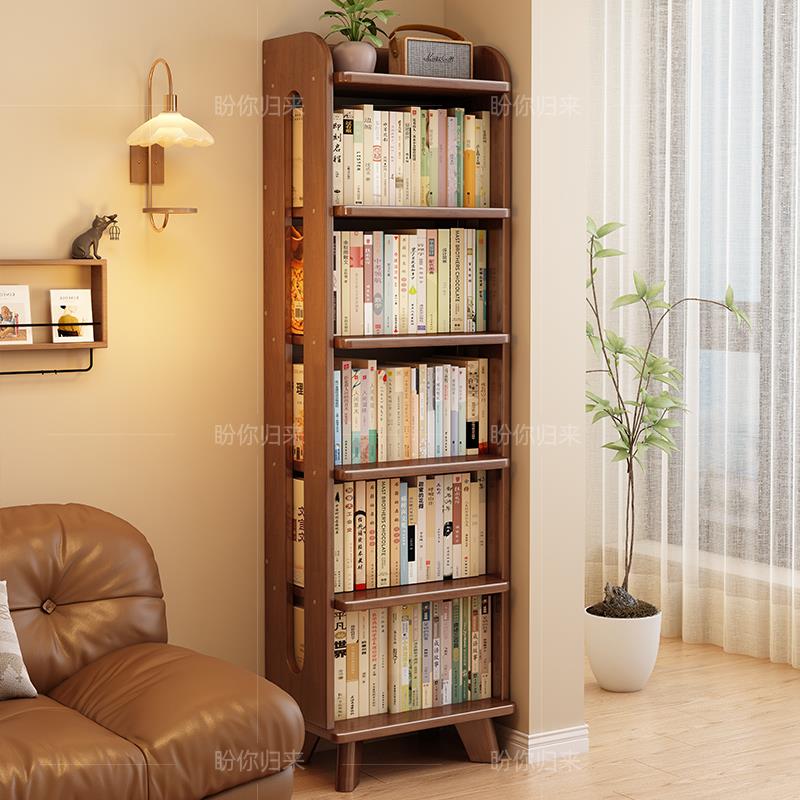 实木转角书架落地儿童家用多层展示架简约现代风收纳架多层置物架