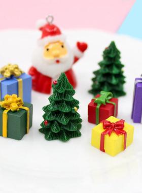 迷你圣诞节礼包小摆件微景观diy圣诞树脂饰品仿真礼物盒红色绿色