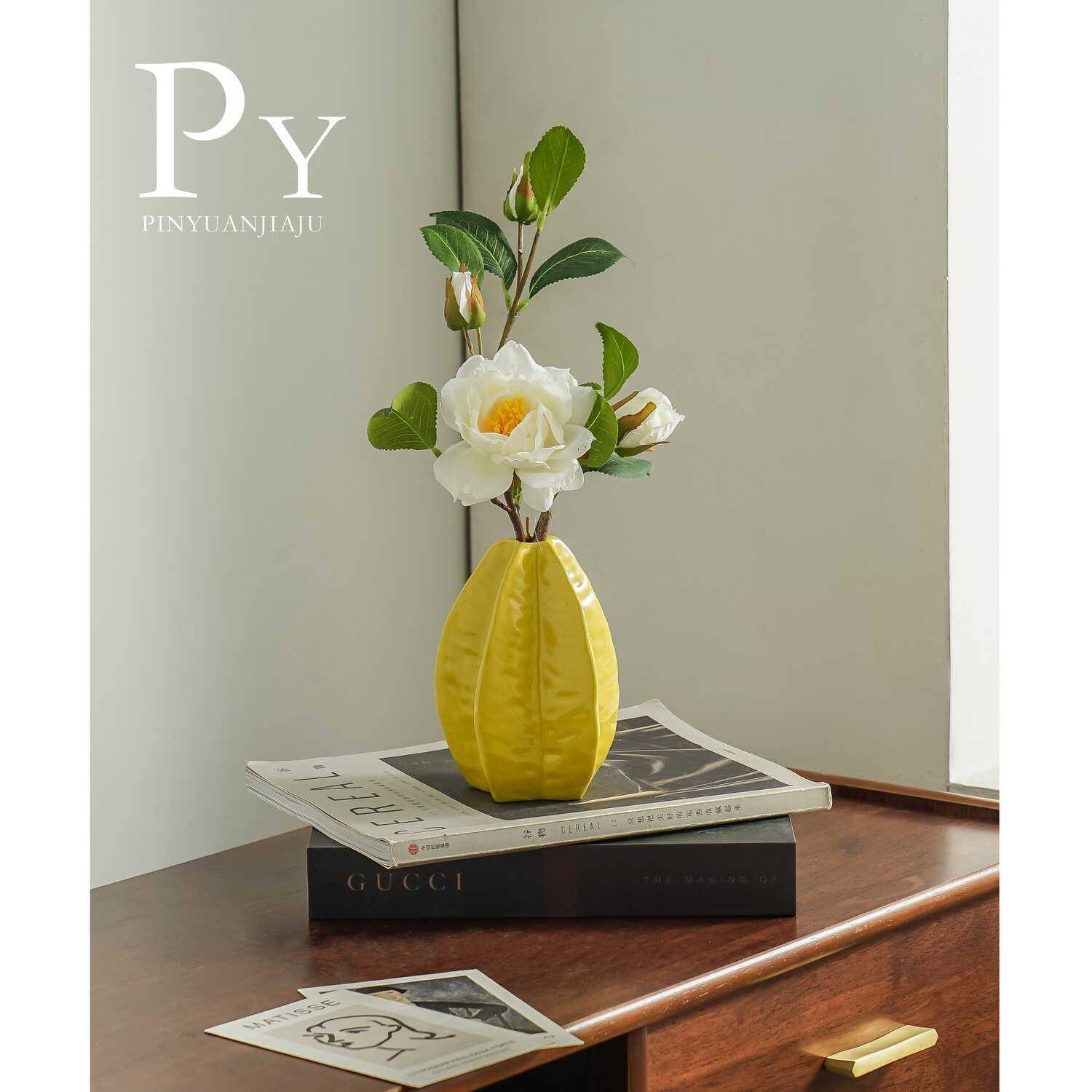 北欧ins杨桃花瓶陶瓷水果造型插花花器创意艺术水培花瓶摆件装饰