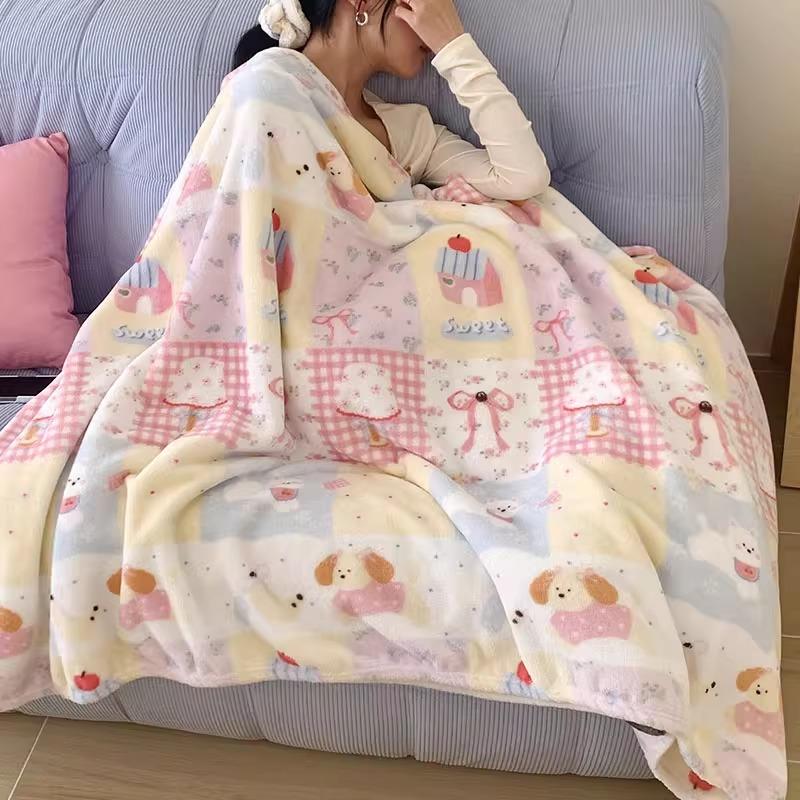 【奶油丸子】牛奶绒珊瑚毛毯被子儿童沙发办公室午睡盖夏季小空调