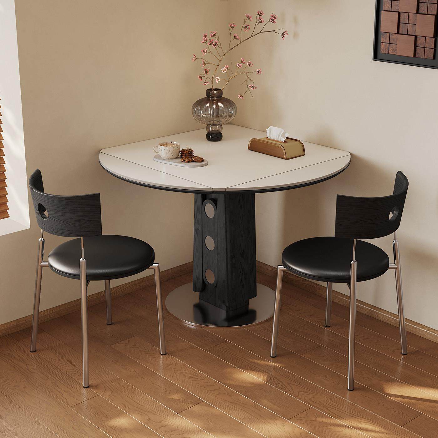 奥古斯特实木餐桌可变圆桌黑色靠墙正方形饭桌哑光伸缩岩板餐桌,住宅家具,岩板餐桌,淘宝优惠券,粉丝福利购,淘宝优惠卷