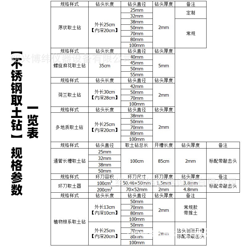 土壤取样器304不锈钢原状取土钻荷兰钻麻花采样器实验室钻具