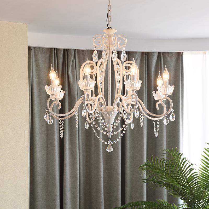 法式复古水晶吊灯客厅餐厅卧室美式乡村田园铁艺别墅民宿珍珠灯具