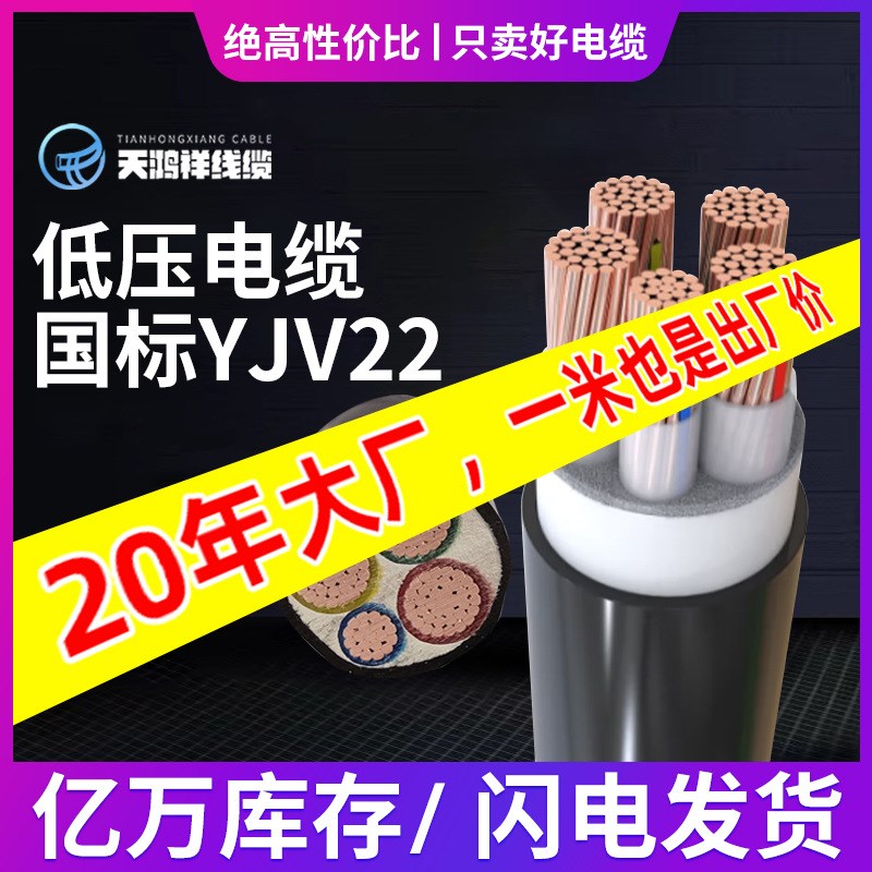 长期供应家装PVC电缆 工程低压铜芯YJV223*6+2*4绝缘阻燃电力电缆