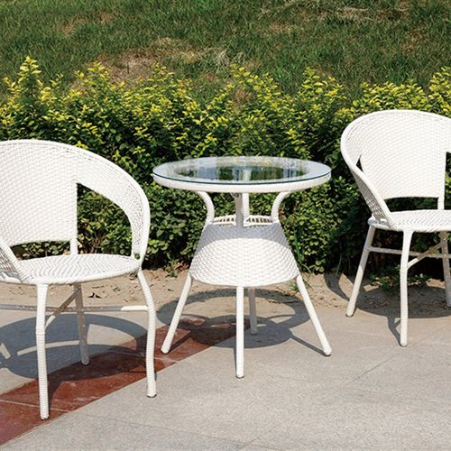 厂家藤椅三件套户外庭院花园别墅黑白渐变色藤编桌椅藤条椅