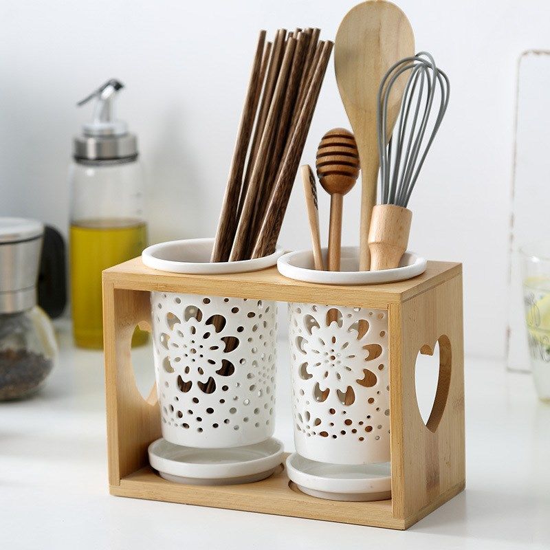 筷子篓筷子筒桶笼家用置物架厨房用品创意镂空瓷竹架收纳盒餐具