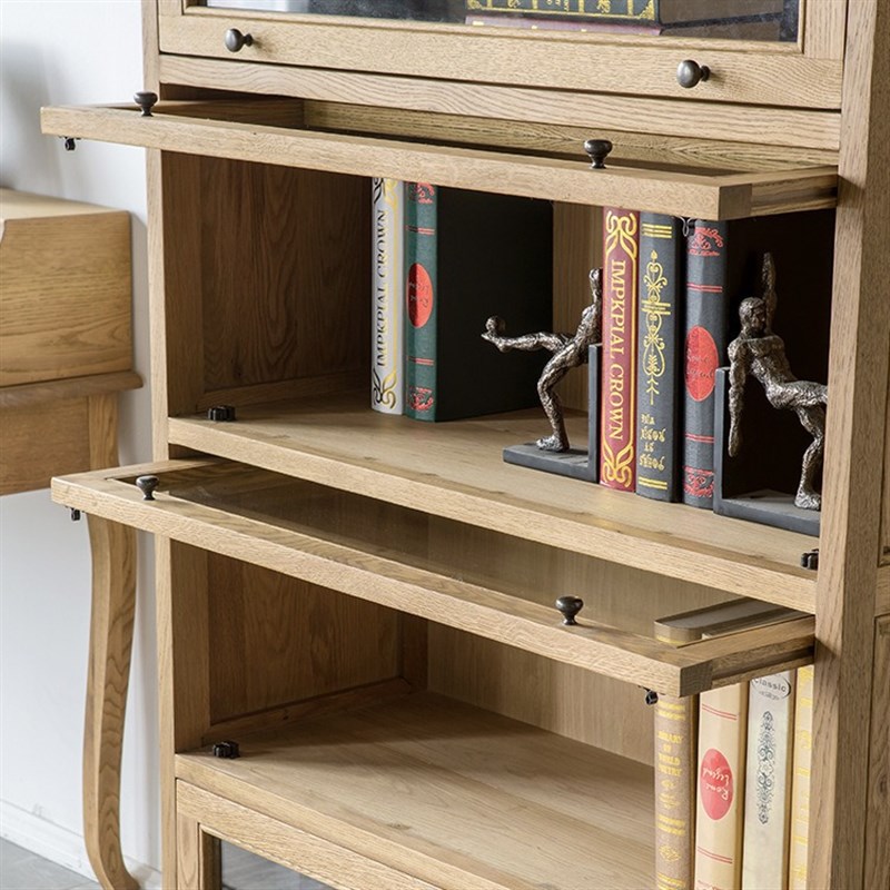 美式乡村实木做旧书柜法式天地锁别墅复古定制储物柜橡木两门书架