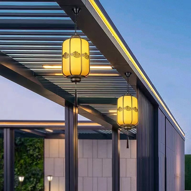 新中式户外防水吊灯别墅大门口室外屋檐庭院凉亭连廊亭子祥云灯笼