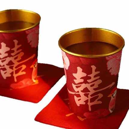 结婚金箔杯一次性纸杯敬茶敬酒婚礼宴席加厚喜杯子级感婚庆用品