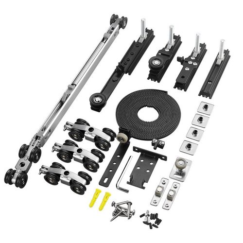 二联动推拉移门滑轨配件木门铝框双缓冲吊趟门轨道阳台隔断门吊轮