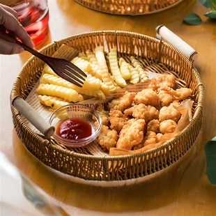 餐具小食炸鸡翅薯条摆放盘子油炸小吃拼盘专用托盘家用收纳盘 日式
