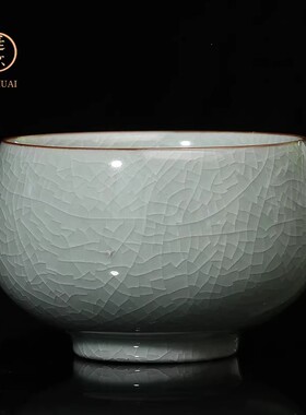 廷怀窑茶杯纯手工汝瓷茶具天青色开片高端个人杯李廷怀汝窑主人杯