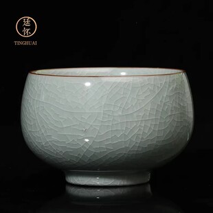 廷怀窑茶杯纯手工汝瓷茶具天青色开片高端个人杯李廷怀汝窑主人杯