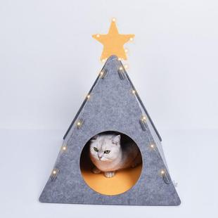 猫咪毛毡帐篷屋拼搭可拆洗冬季 猫帐篷 保暖四季 通用猫床猫屋封闭式