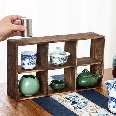 茶具中式多宝阁摆件多宝格杯置物架格茶壶九宫九格实木博古架