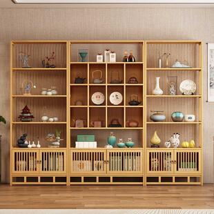 实木博古架茶叶柜原木色茶饼多宝格置物架展示柜 茶叶展示架新中式