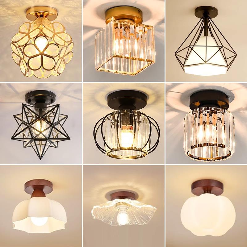 过道灯简约现代吸顶灯走廊灯创意水晶玄关卧室灯北欧网红阳台灯具