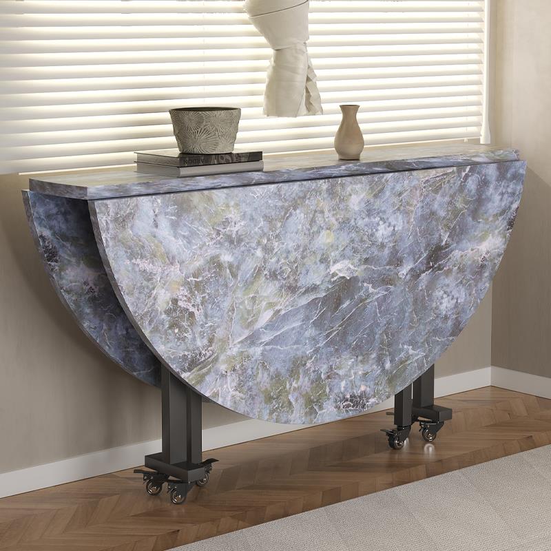 折叠餐桌大圆桌家用小户型吃饭桌子出租房可移动多功能简易圆餐桌