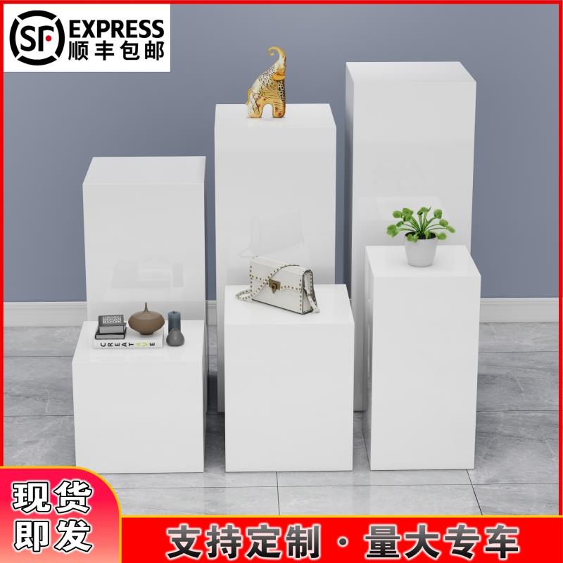地台展示台橱窗长方形木制烤漆模特白色底座商业陈列展柜展会展台