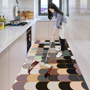 加厚满铺厨房地垫 可擦免洗v防滑防水防油PVC皮革垫子家用耐脏脚