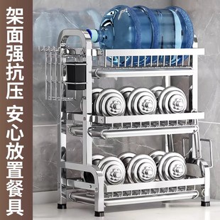 不锈钢碗碟收纳架厨房置物架家用多功能放碗架碗筷碗盘沥水架碗柜