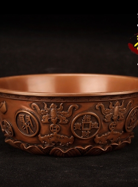 紫铜聚宝盆纯铜聚宝盆摆件 招财聚财客厅工艺品装饰店铺开业礼品