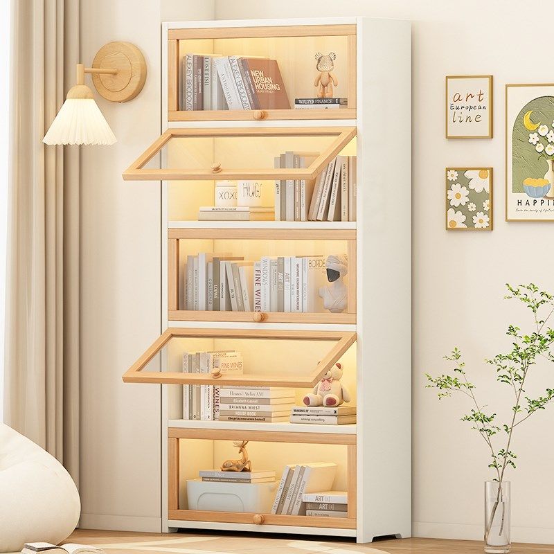 书架落地置物架书柜储物柜一体靠墙收纳家用多层防尘实木展示柜子,住宅家具,书架,淘宝优惠券,粉丝福利购,淘宝优惠卷
