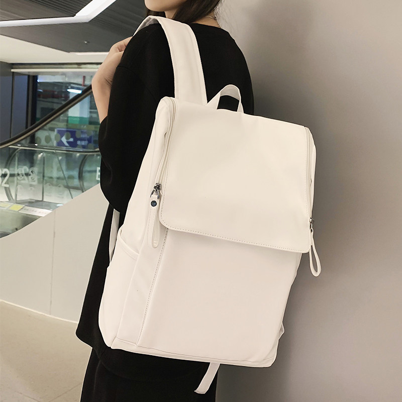 电脑包双肩包PU皮质书包女大学生大容量笔记本背包时U尚男2024新