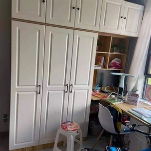 连体书桌衣柜一体小户型儿童衣橱简约多功能组合柜带转角电脑桌子