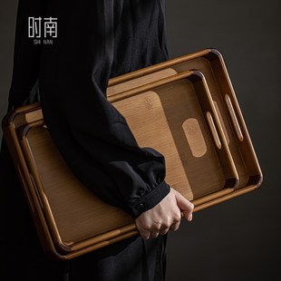 竹制长方形托盘家用茶点盘放水杯茶杯茶盘酒店餐厅收纳盘餐盘 日式