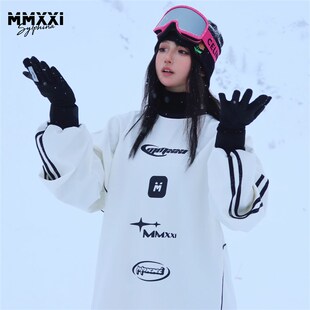 MMXXi白色宽松滑雪服卫衣女加厚防水防风休闲情侣户外百搭23新款