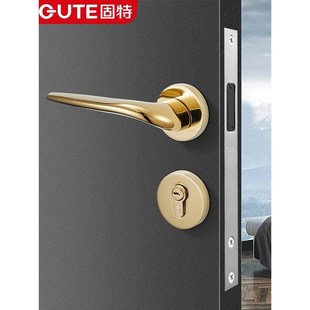 金色房门锁室内卧室静音门把手磁吸家用实木执手锁具通用型