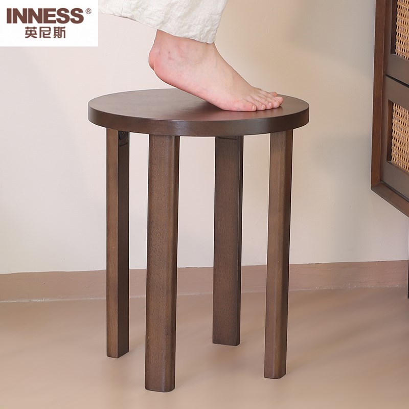 英尼斯 实木凳子可叠放圆凳家用叠叠乐餐桌餐凳收纳堆叠板凳椅子