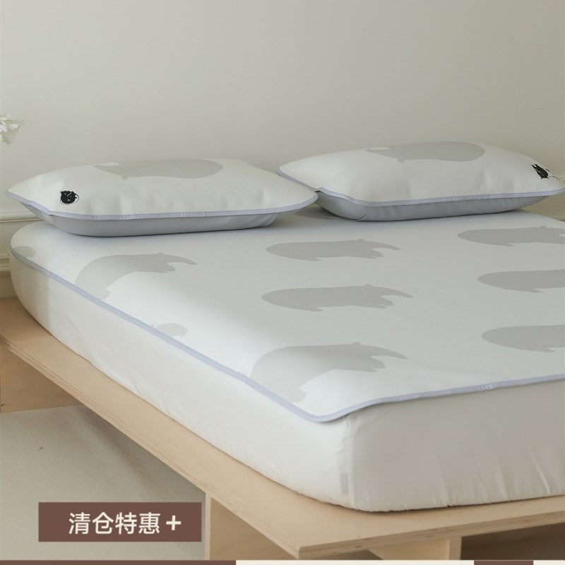 向内穿行卡通冰丝凉席可水洗家用可折叠夏季席子空调软冰席三件套