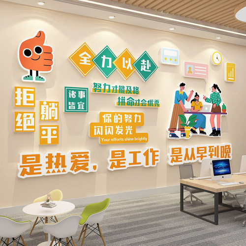 标语贴画办公室墙公司企业文化