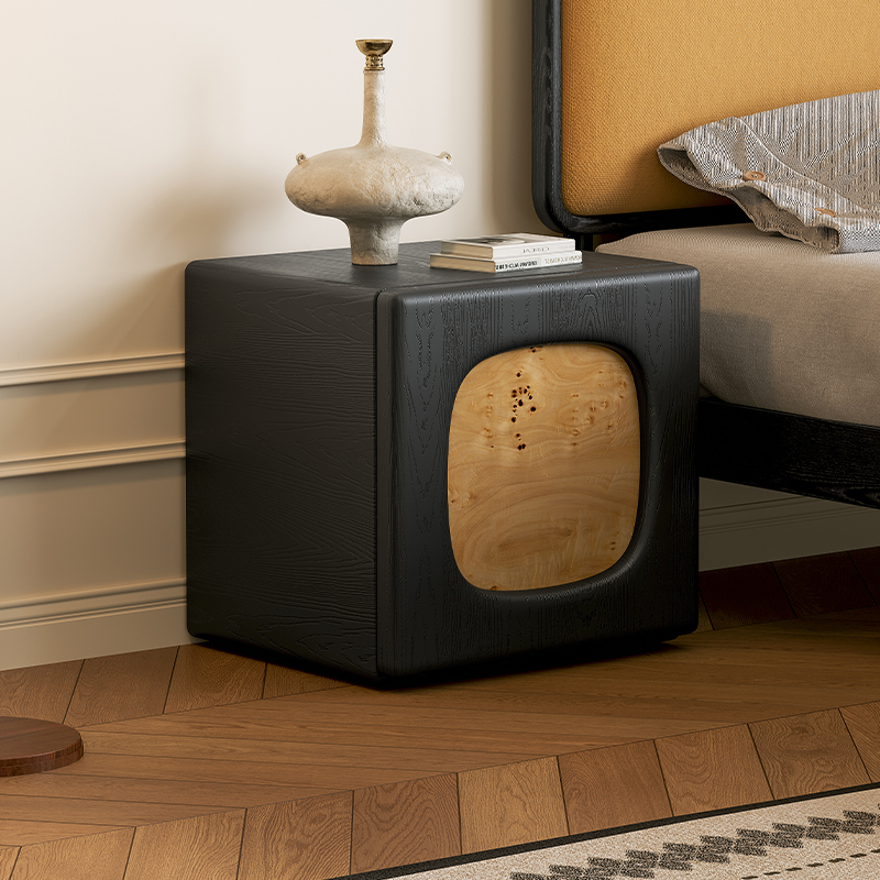 北欧中古风实木床头柜