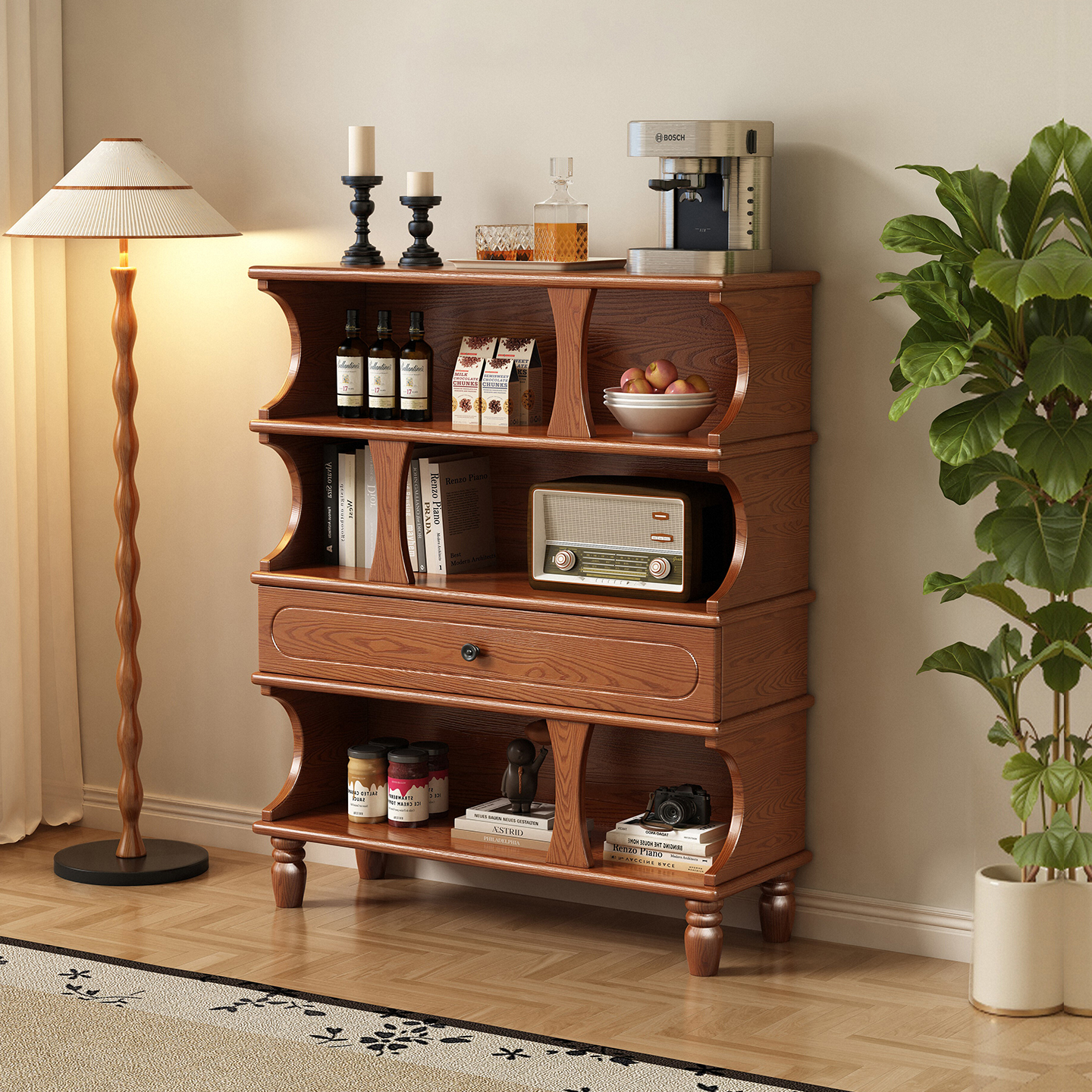 北欧中古风家用餐边柜2025新款