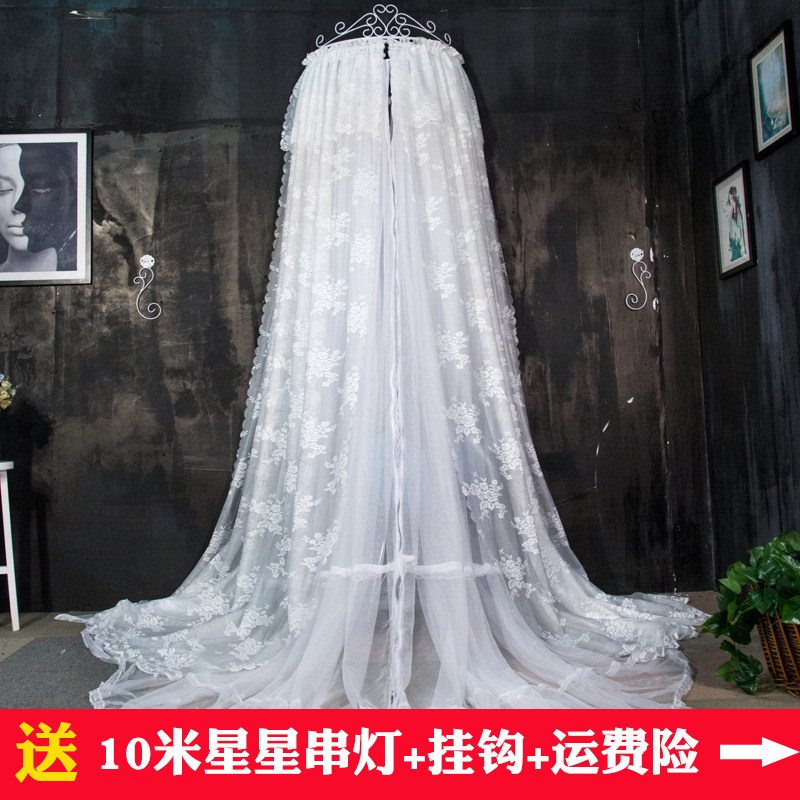 欧式宫廷蚊帐装饰白色公主纱帐纱幔加厚防蚊床幔双层婚庆双人床帘