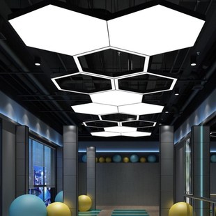 办公室led吊灯六边形吊线拼接现代简约商场店铺超市健身房商用灯