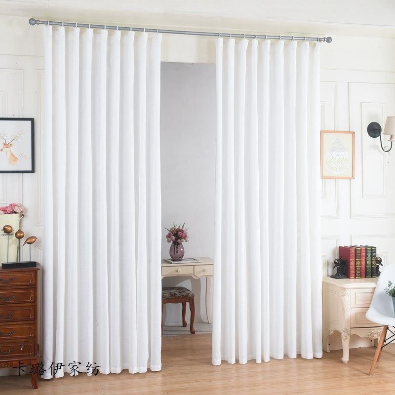 窗帘遮光遮阳竹节麻亚麻布定制落地窗飘窗卧室简约现代阳台成品窗