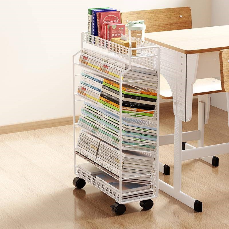 教室桌下书d本带轮可移动小推车收纳架置物架桌旁落地多层书架