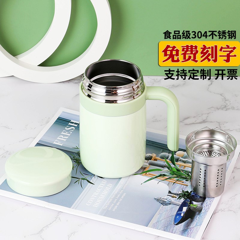 简约304不锈钢保温杯女茶水分离泡茶杯子学生文S艺办公室水杯刻字