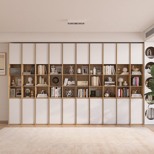极简客厅书柜一体整墙定制尺寸柜子沙发背景柜组合书房书架收纳柜