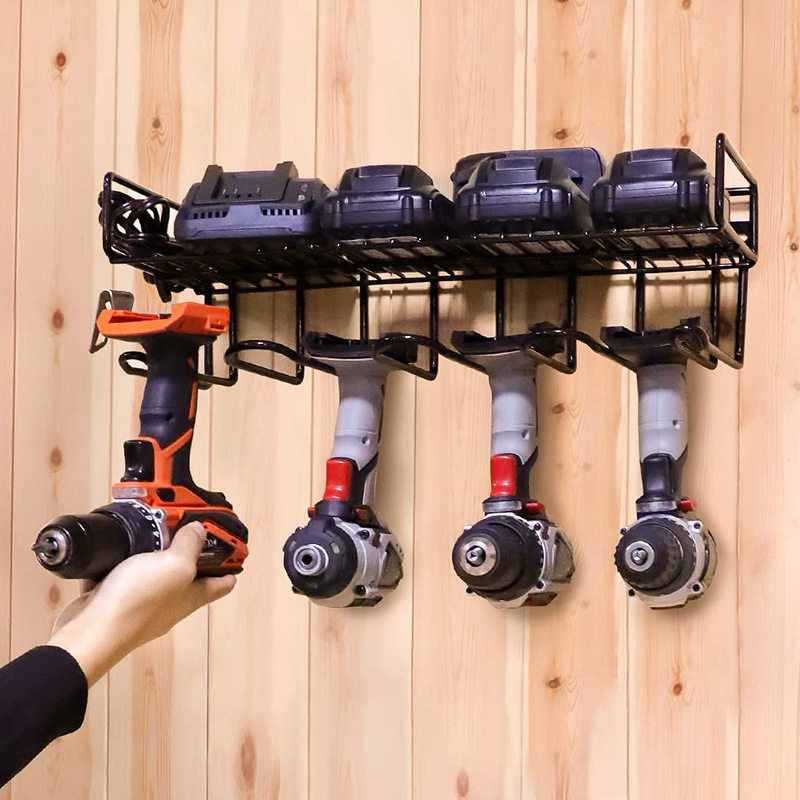 电动维修工具置物收纳架车库充电器电钻头扳手挂墙壁上洞洞板配件