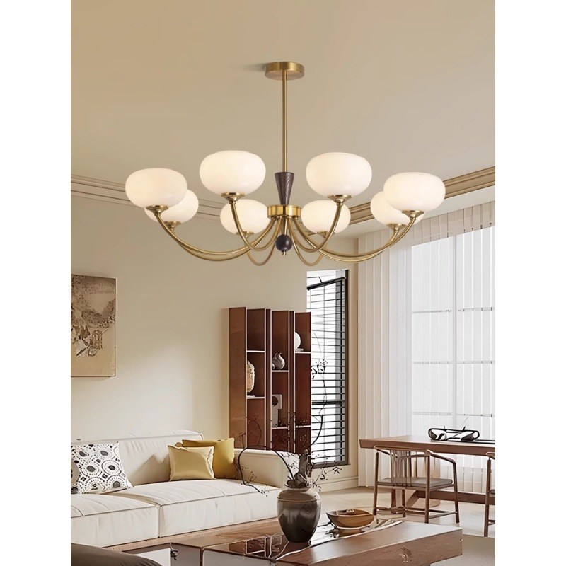 客厅吊灯中古南洋复古新款现代简约玻璃大气客厅主灯护眼灯具E