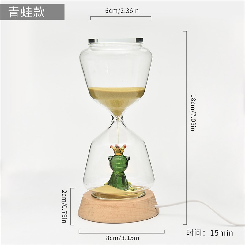 创意沙漏15分钟动物沙漏计时器立体造型家居摆件发光沙漏小夜灯